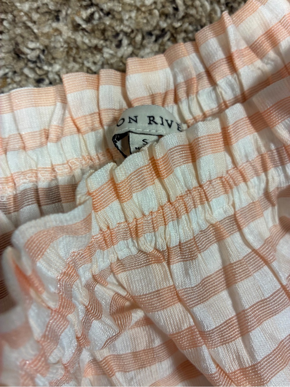 Moon River Striped Poplin Puff Sleeve Tiered Midi Dress - Picture 5 of 13